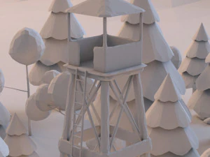 low poly forest campfire 3D Model