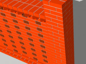 german brick fence wall 3D Model
