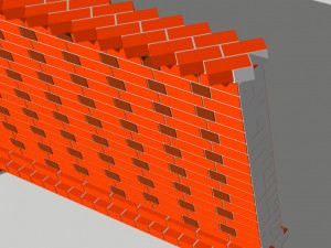 german brick fence wall Model 3D