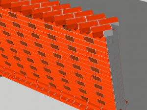 german brick fence wall 3D Model