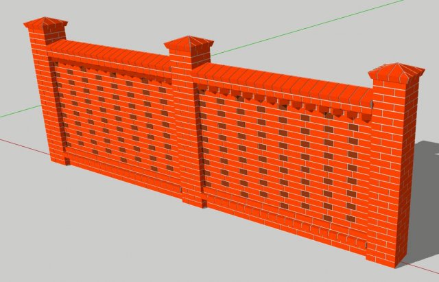german brick fence wall Model 3D .c4d .max .obj .3ds .fbx .stl .blend 