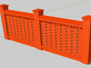 german brick fence wall 3D 模型
