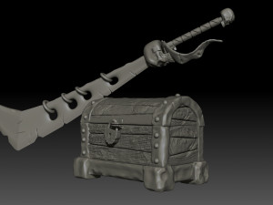 chest and sword for 3d printing 3D 프린트 모델