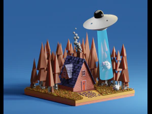 casa e ufo Modello 3D