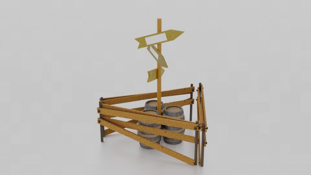 a set of road items 3D Model .c4d .max .obj .3ds .fbx .stl .blend