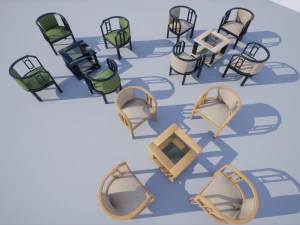의자 세트 3D 모델