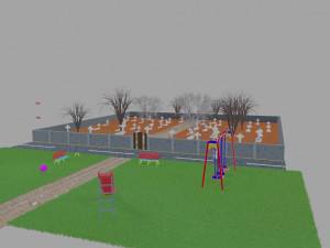 Cementerio y parque 3D Model
