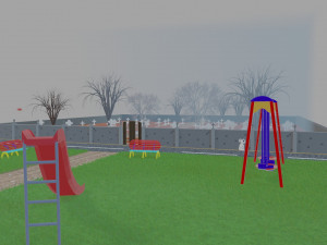 Cementerio y parque 3D Model