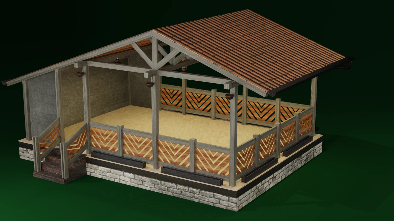 3D Alcove chalet 3D Model .c4d .max .obj .3ds .fbx .stl .blend