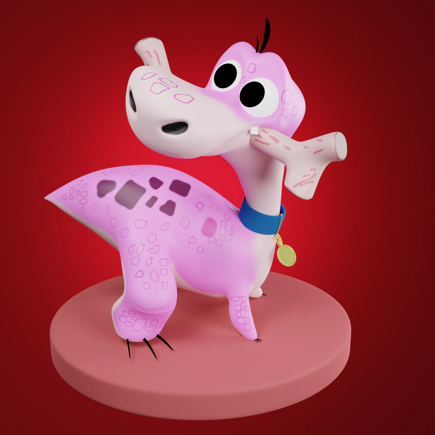 Cartoon Dinosaur 3D Model .c4d .max .obj .3ds .fbx .stl .blend 