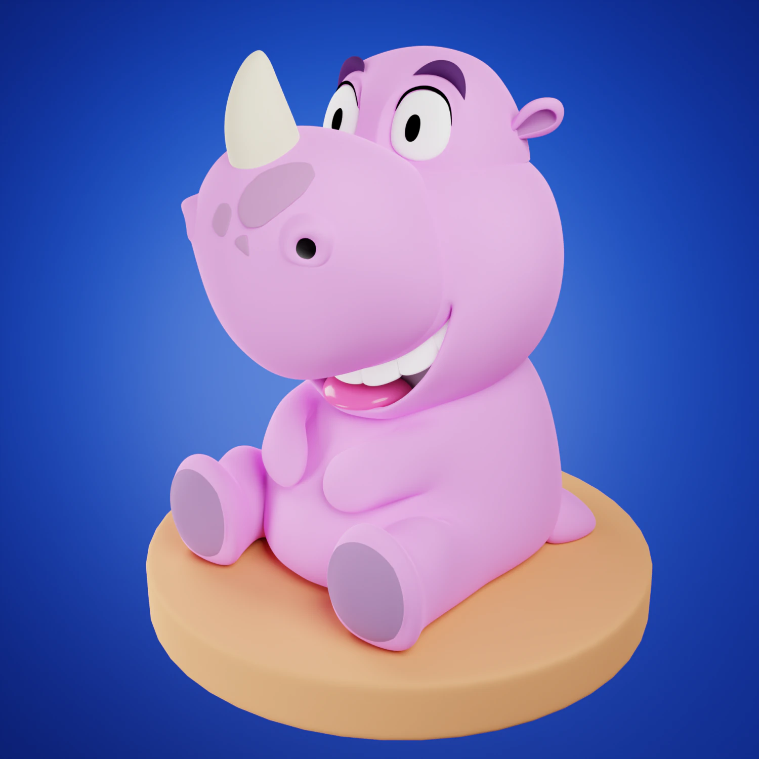 Cartoon rhinoceros 3D Model .c4d .max .obj .3ds .fbx .stl .blend