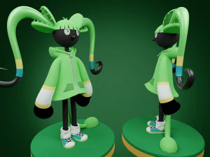 Cartoon character girl 3D Model