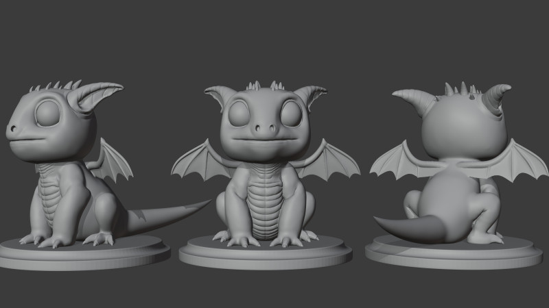 Stylized Dragon 3D Model .c4d .max .obj .3ds .fbx .stl .blend