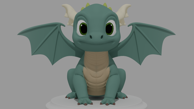 Stylized Dragon 3D Model .c4d .max .obj .3ds .fbx .stl .blend 
