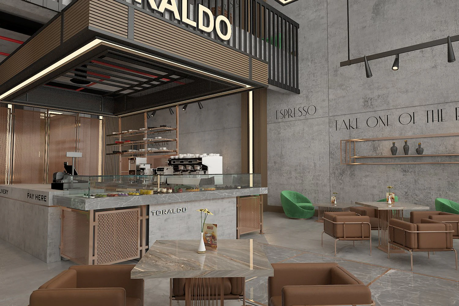 Modern Restaurant and Cafe Toraldo Interior Scene 3D Model .c4d .max .obj .3ds .fbx .stl .blend 
