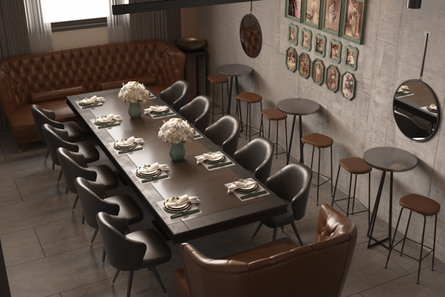 3D Reception Dining Interior design project 3D 模型 .c4d .max .obj .3ds .fbx .stl .blend 