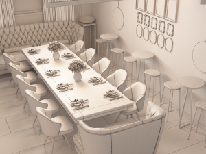 3D Reception Dining Interior design project 3D 模型