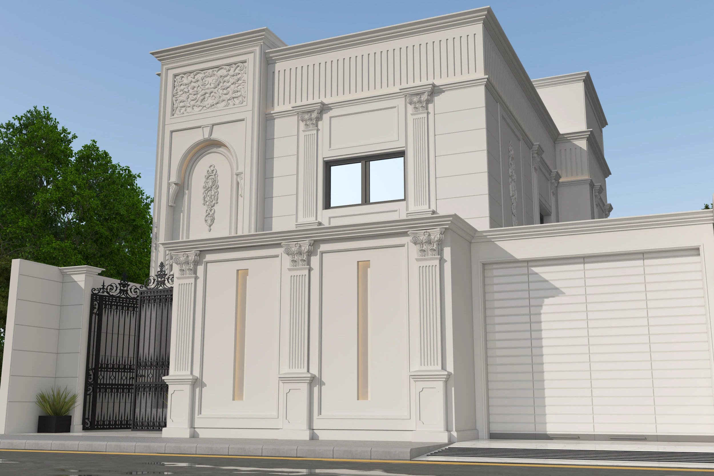 Villa Exterior Design 3D Model .c4d .max .obj .3ds .fbx .stl .blend 