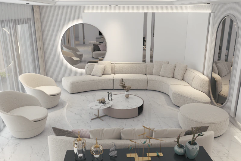 Armonia elegante Un lussuoso salone per donne con sala da pranzo a bordo piscina Modello 3D .c4d .max .obj .3ds .fbx .stl .blend