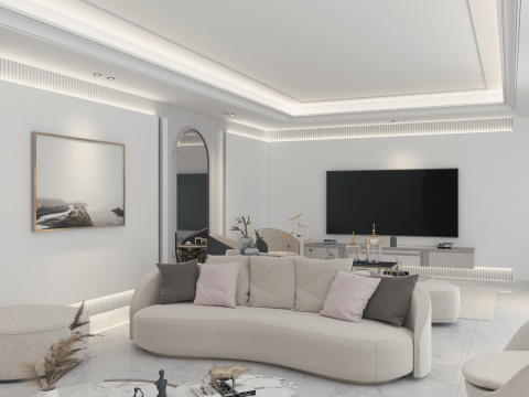 Elegant Harmony A Luxurious Womens Salon with Poolside Dining Modelo 3D