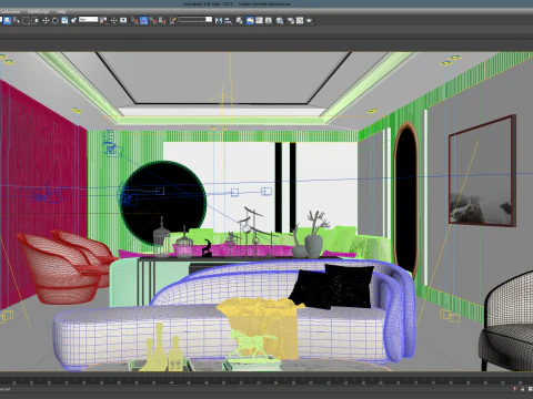 Armonia elegante Un lussuoso salone per donne con sala da pranzo a bordo piscina Modello 3D