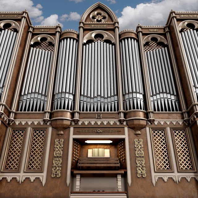 organ gothic 3D 模型 .c4d .max .obj .3ds .fbx .stl .blend 