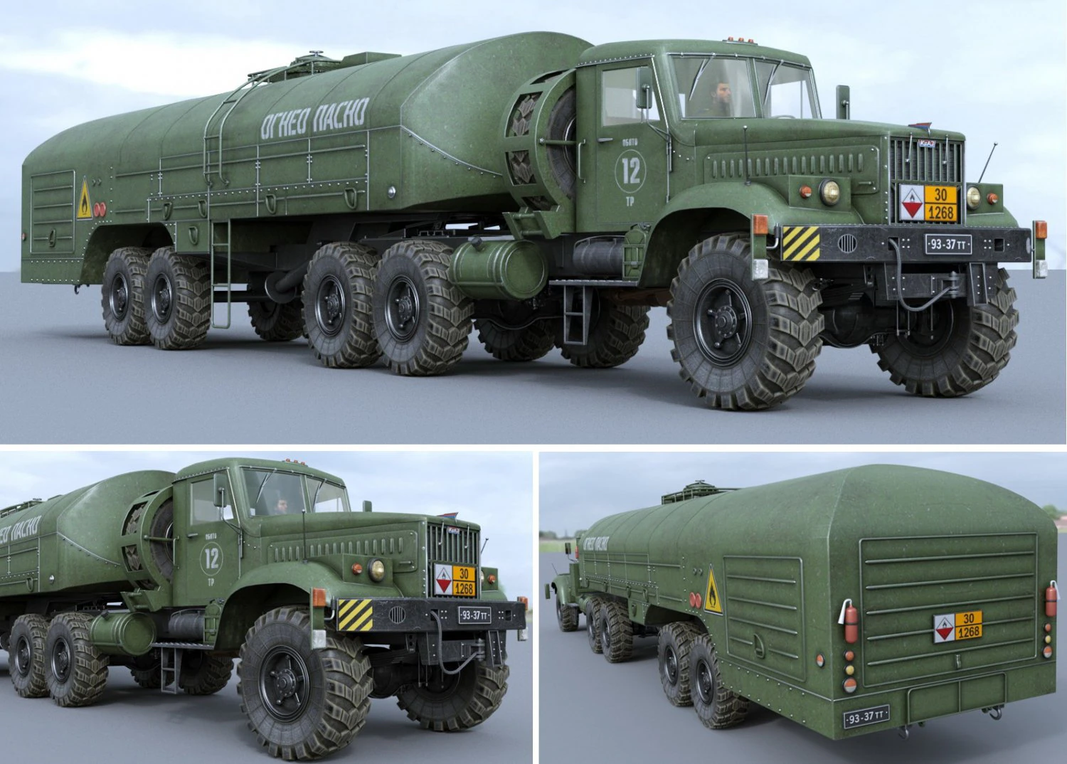 kraz-258b tz-22 3D Model .c4d .max .obj .3ds .fbx .stl .blend