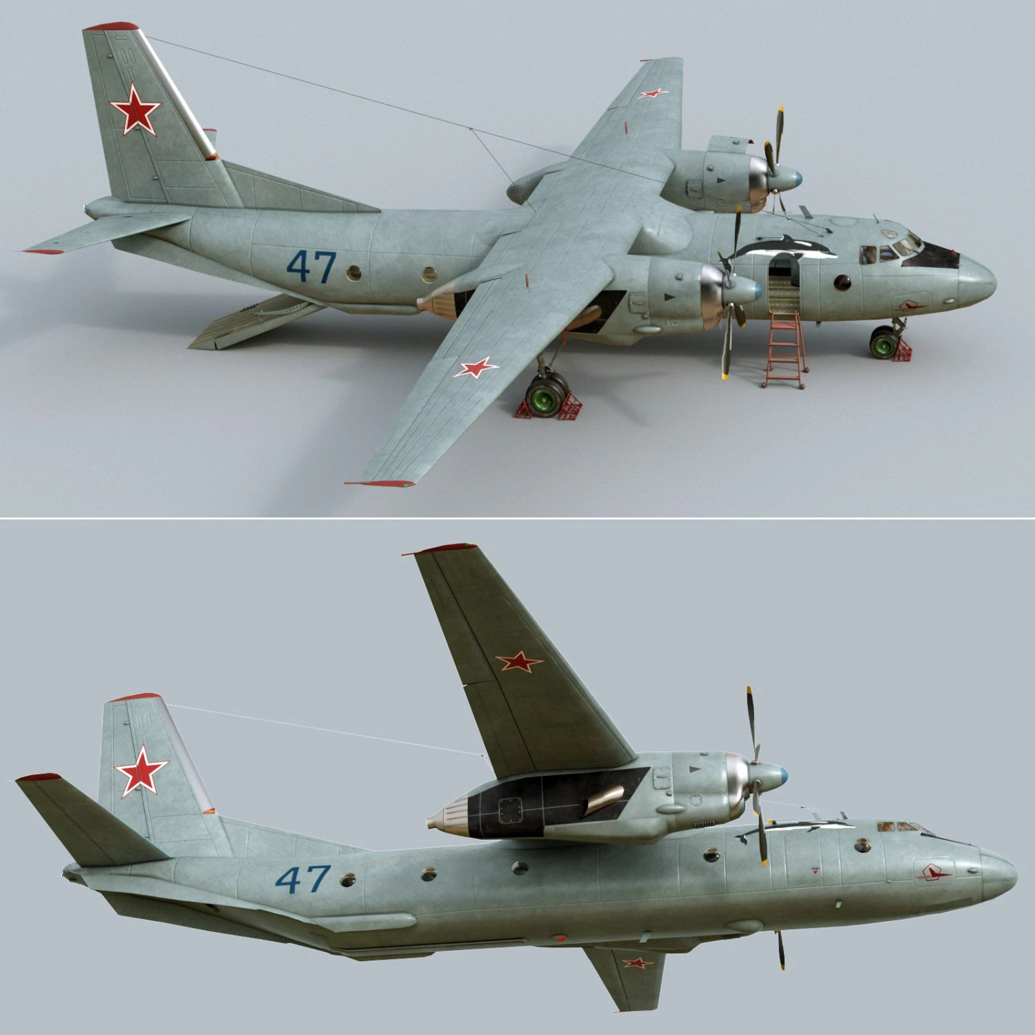 antonov an-26 3D Model .c4d .max .obj .3ds .fbx .stl .blend
