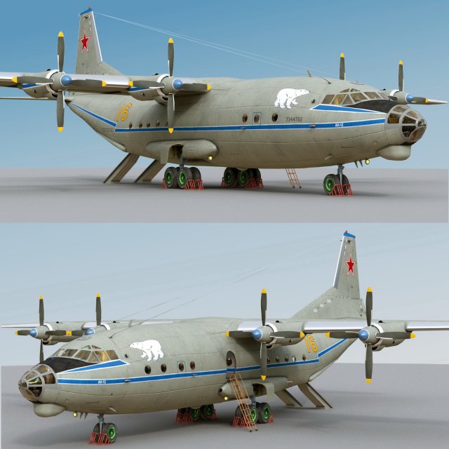 antonov an-12b 3D Model .c4d .max .obj .3ds .fbx .stl .blend 