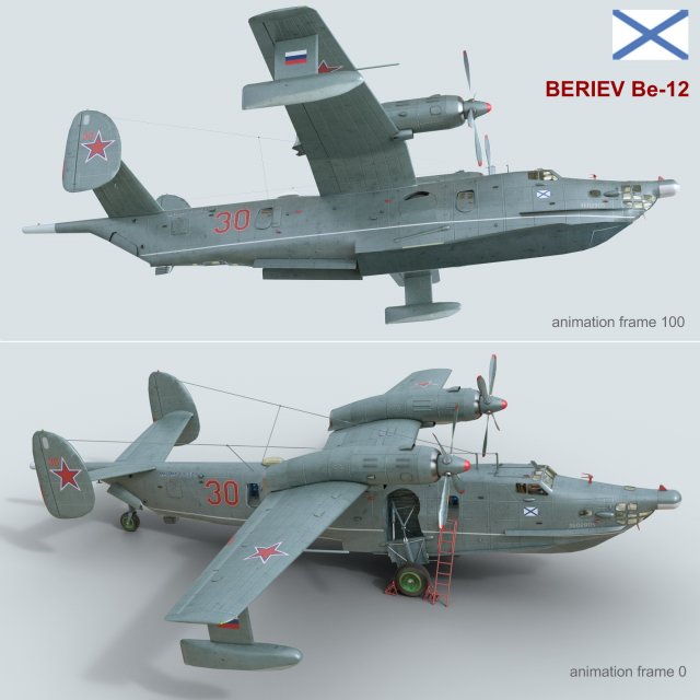 beriev be-12 3D Модель .c4d .max .obj .3ds .fbx .stl .blend 