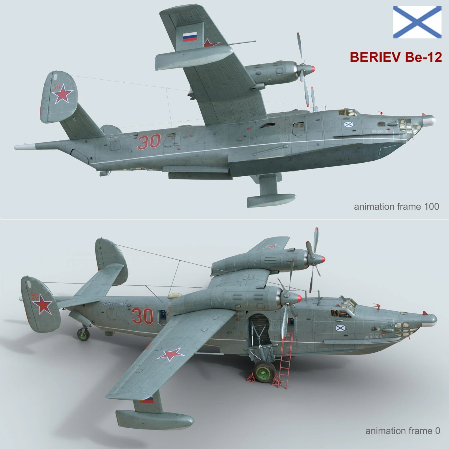 beriev be-12 3D Model .c4d .max .obj .3ds .fbx .stl .blend 