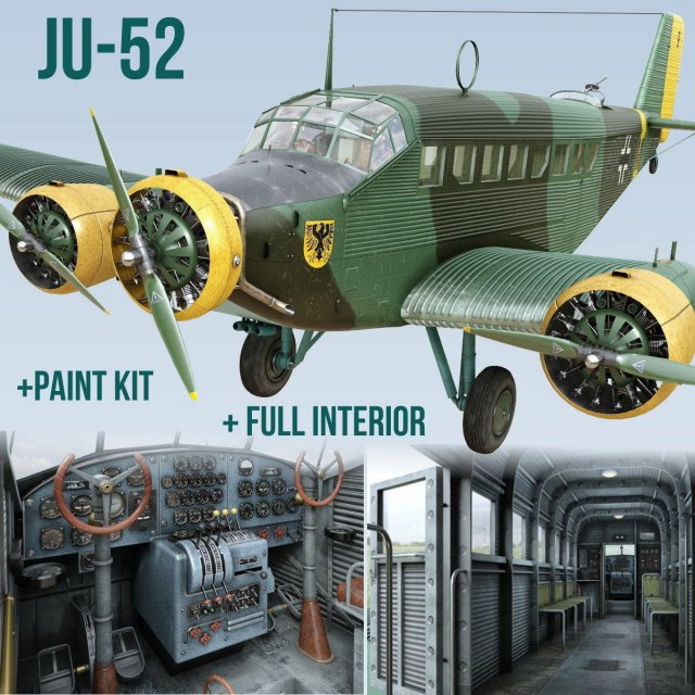 junkers ju-52 3D Model .c4d .max .obj .3ds .fbx .lwo .lw .lws