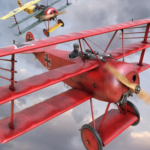 Fokker DR-1 3D Model .c4d .max .obj .3ds .fbx .stl .blend 