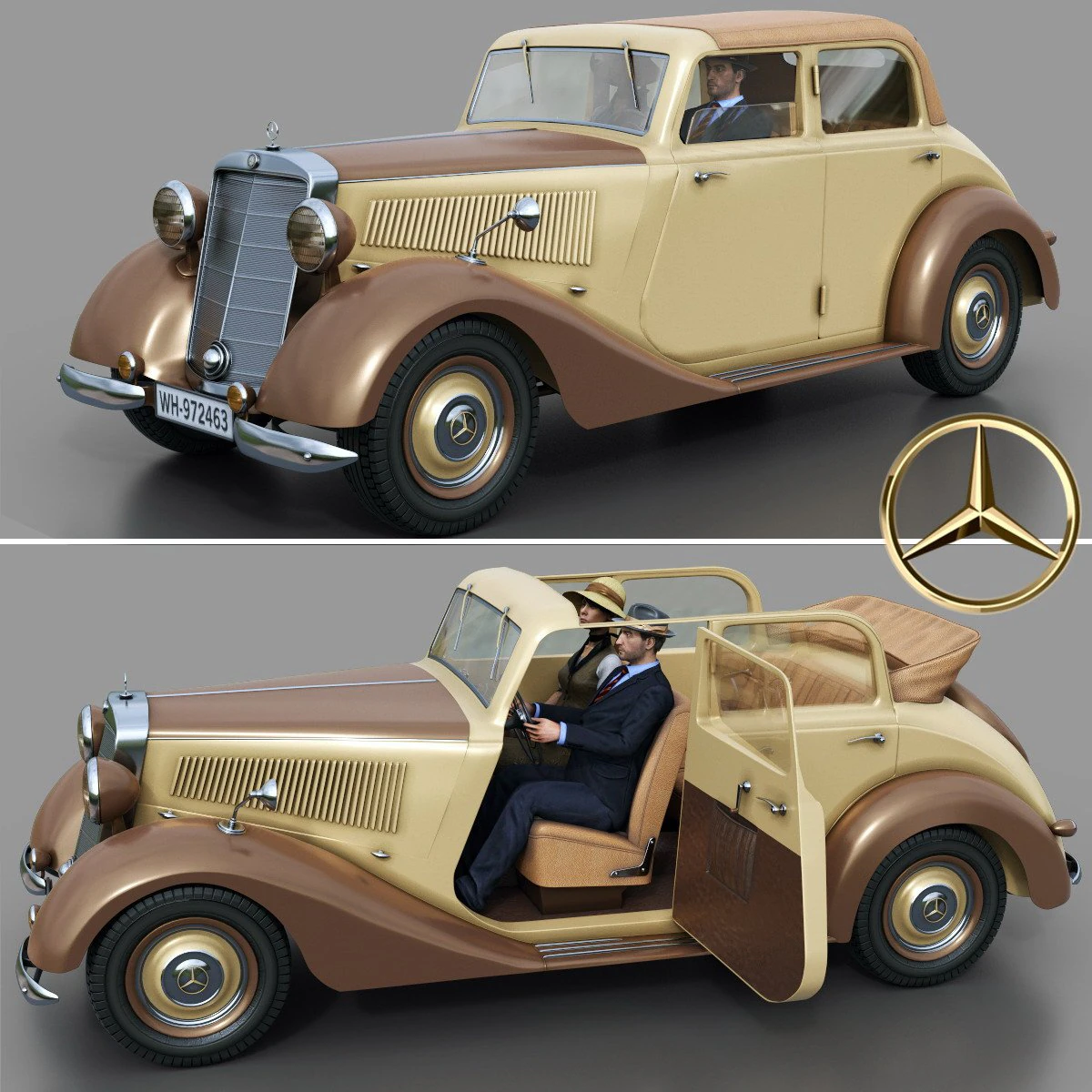 Mercedes-Benz 170V 3D Model .c4d .max .obj .3ds .fbx .stl .blend