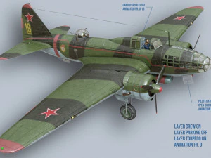 Ilyushin IL-4 3D Model