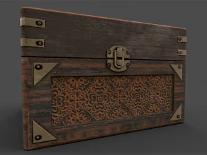 kotak kayu tua Model 3D