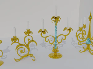 golden candle pack 3D Model