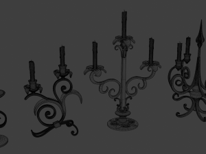 golden candle pack Modèle 3D