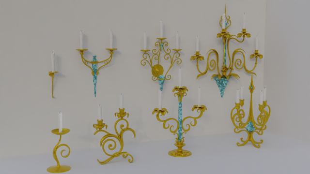 golden candle packs 3D Model .c4d .max .obj .3ds .fbx .stl .blend 