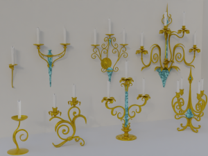 golden candle packs 3D Model