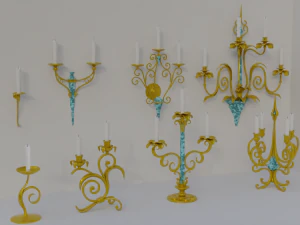 pacotes de velas douradas Modelo 3D