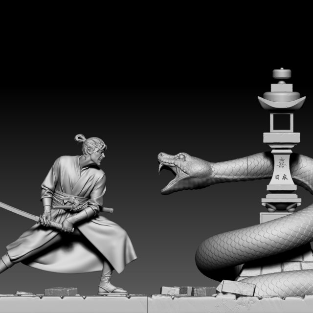 samurai 3D 프린트 모델 .c4d .max .obj .3ds .fbx .stl .blend 