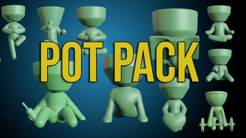 Pot Pack 3Dプリントモデル .c4d .max .obj .3ds .fbx .stl .blend