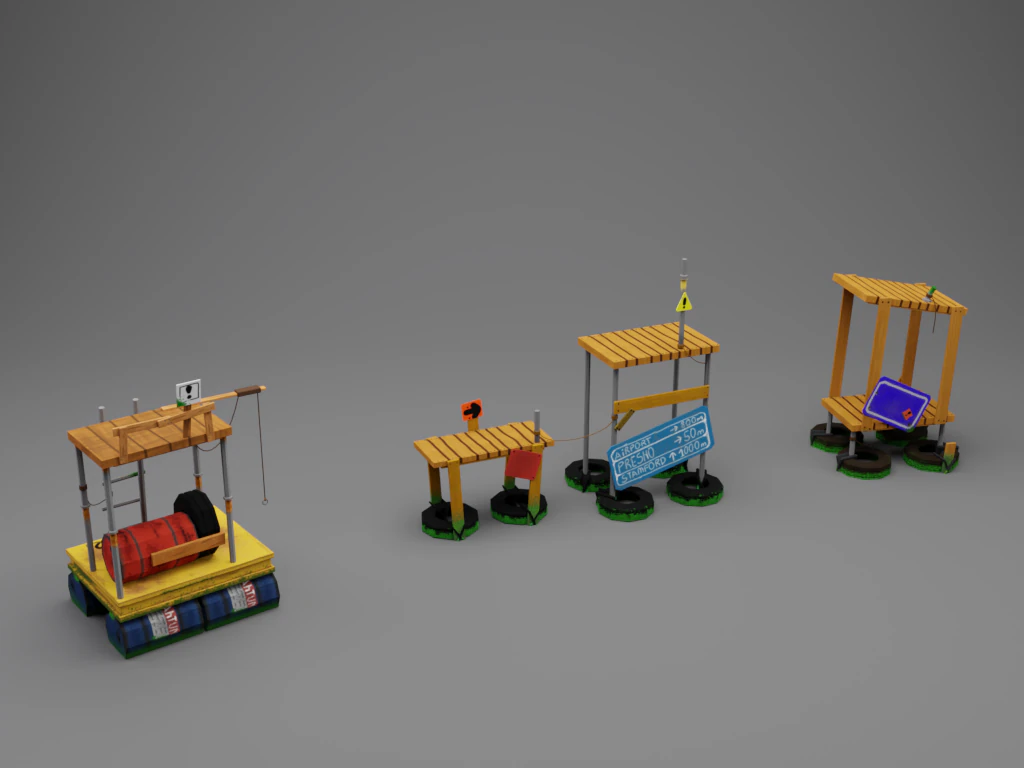 Water floating platforms 3D Model .c4d .max .obj .3ds .fbx .stl .blend 