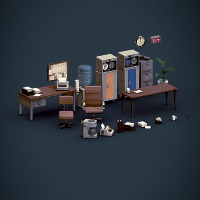 office Modello 3D .c4d .max .obj .3ds .fbx .stl .blend