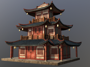 asian japanese and chinese realistic building 3D 모델