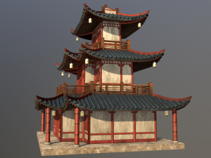 asian japanese and chinese realistic building 3D 모델