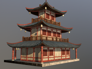 asian japanese and chinese realistic building 3D 모델