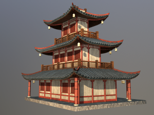 asian japanese and chinese realistic building 3D 모델