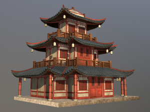 asian japanese and chinese realistic building 3D 모델